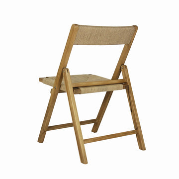 Kiawah Coastal Modern Wood Woven Seagrass Folding Chair - JONATHAN Y